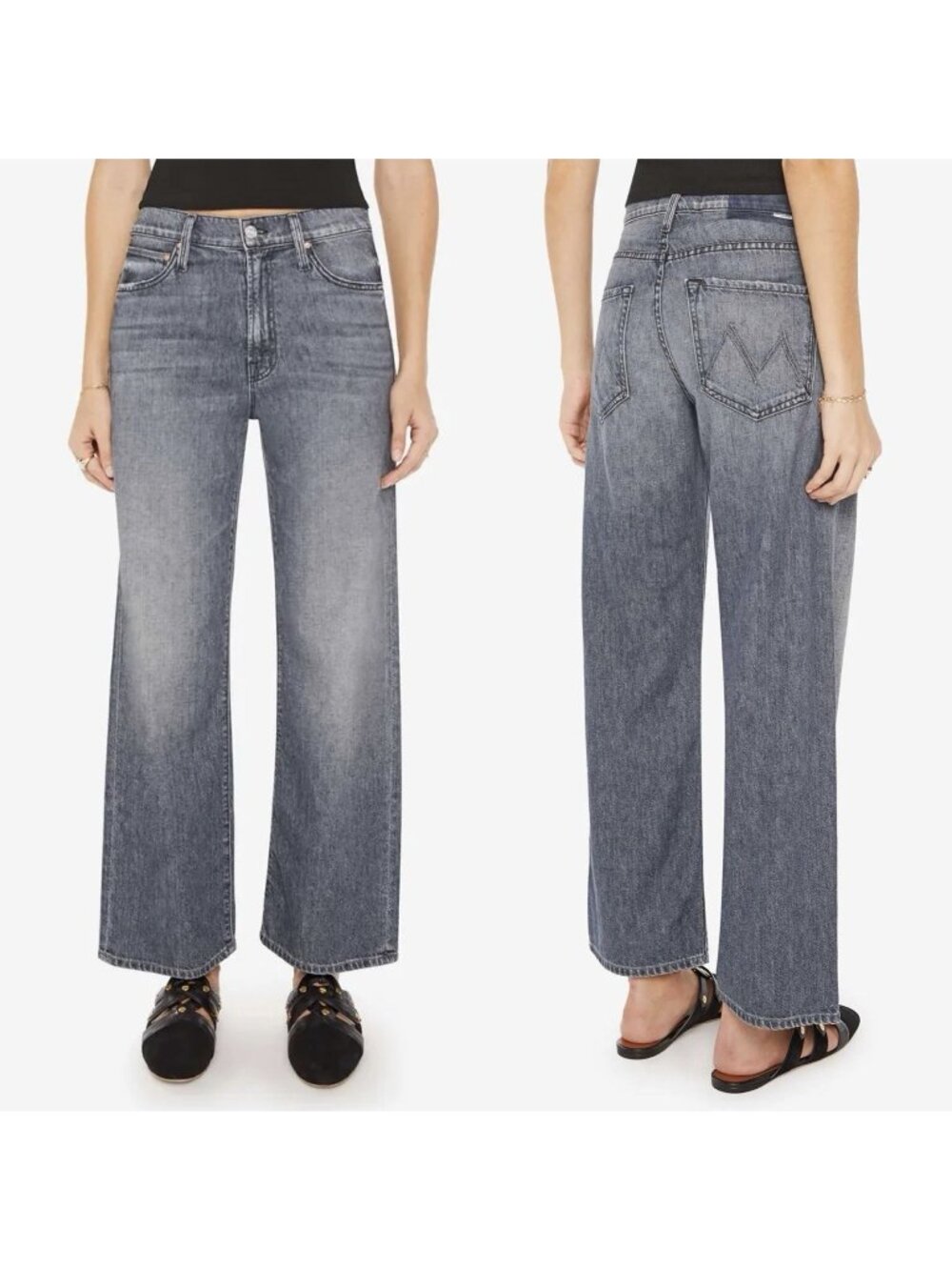 Mother Superior The Dodger Ankle Jeans Wide Leg Off The Beaten Path Gray Size 25
